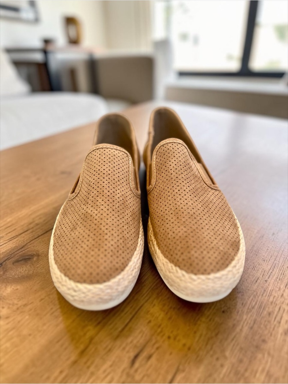 Esprit Nadine Espadrille Slip On Sneakers Tan Perforated Platform 9 - Picture 2 of 8